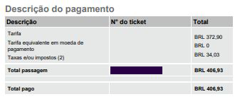 Classe Executiva da LATAM - Comprovante